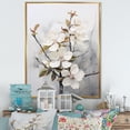 thumbnail image 1 of Designart "White Apple Blossom Minimalism I" Apple Blossom Floater Framed Canvas Art Print, 1 of 5