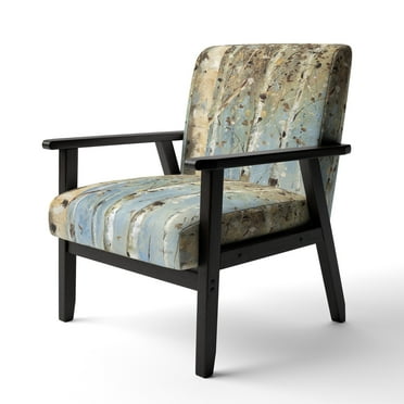 Designart "White Birch Forest I" Upholstered Modern Farmhouse Accent Chair - Arm Chair