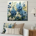 thumbnail image 1 of Designart "White Bloom Blue Bonnets Arrangement IV" Blue Bonnets Canvas Art Print, 1 of 7