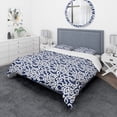 thumbnail image 1 of Designart 'White & Blue Abstract Pattern' Mid-Century Modern Duvet Cover Set, 1 of 4
