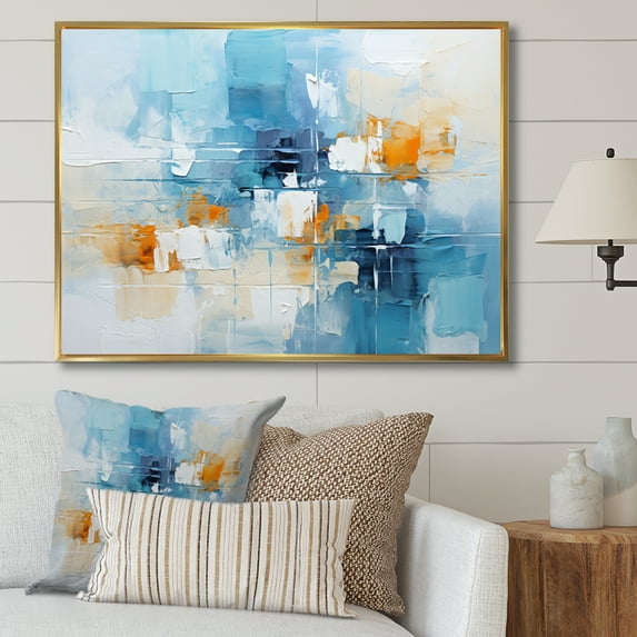 Designart "White Blue Sky Celestial composition" Modern Floater Framed Wall Art Print