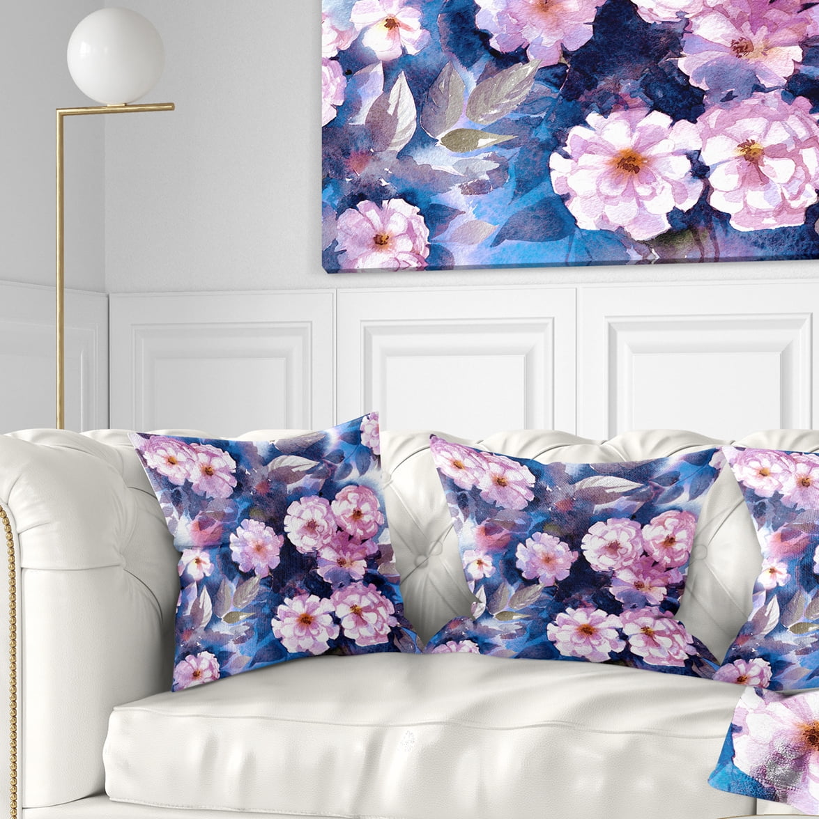 Designart White Briar in Classical Style - Floral Throw Pillow - 18x18
