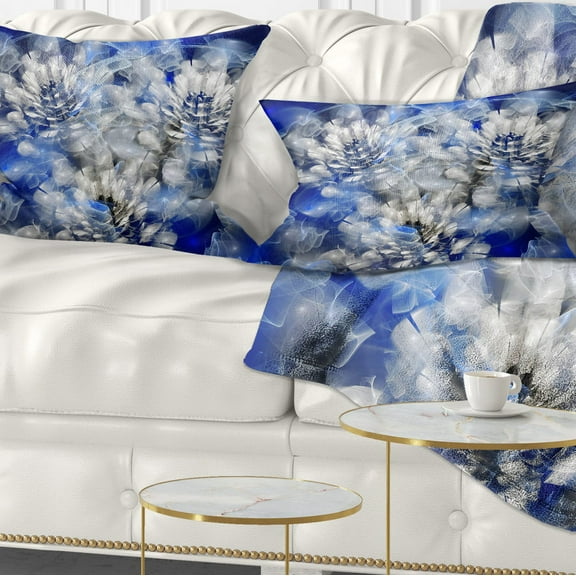 Designart White Chrysanthemum Fractal Flower - Floral Throw Pillow - 12x20