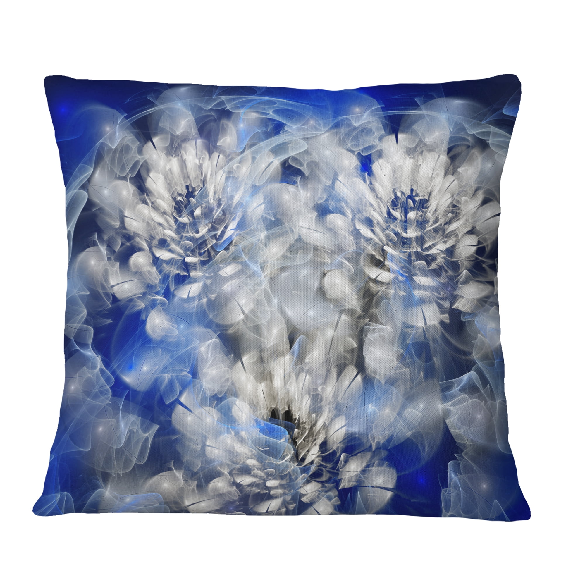 Designart White Chrysanthemum Fractal Flower - Floral Throw Pillow - 16x16