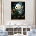 thumbnail image 1 of Designart "White Classical Butterfly Fish Symphony" Animals Framed Wall Art - Modern White Butterfly Fish Entryway Framed Wall Art Print, 1 of 6