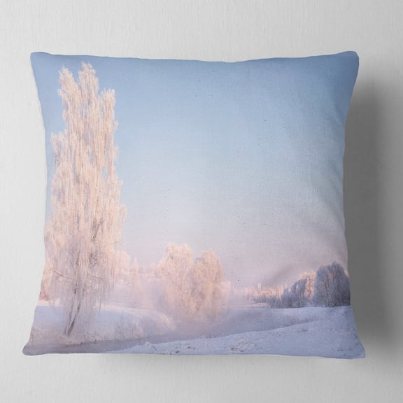 Designart White Crystal Tree and Landscape - Landscape Printed Throw Pillow - 18x18