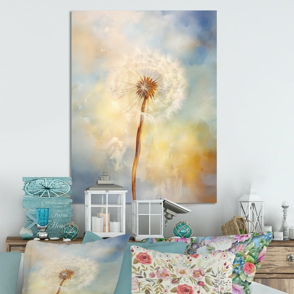 Designart "White Dandelion love expression III" Floral Metal Art Print