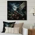thumbnail image 1 of Designart "White Dove in Blue Harmony" Animals Wall Art - Modern Blue Dove Entryway Wall Art Print, 1 of 6