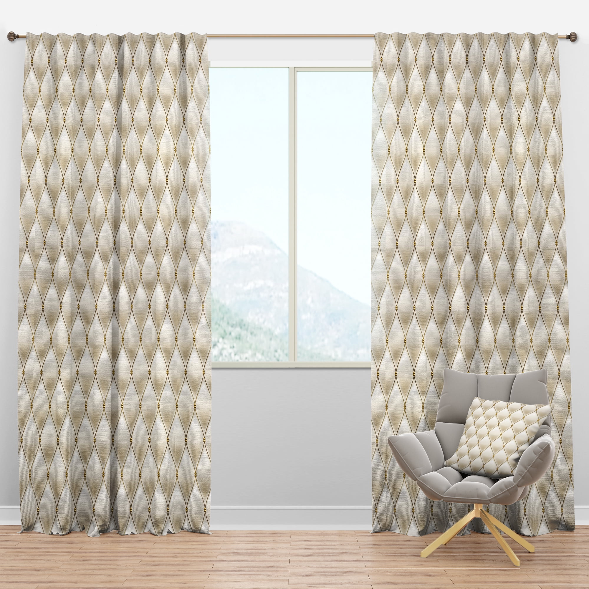 Designart 'White Fancy Leather Sofa' Mid-Century Modern Blackout Curtain Panel