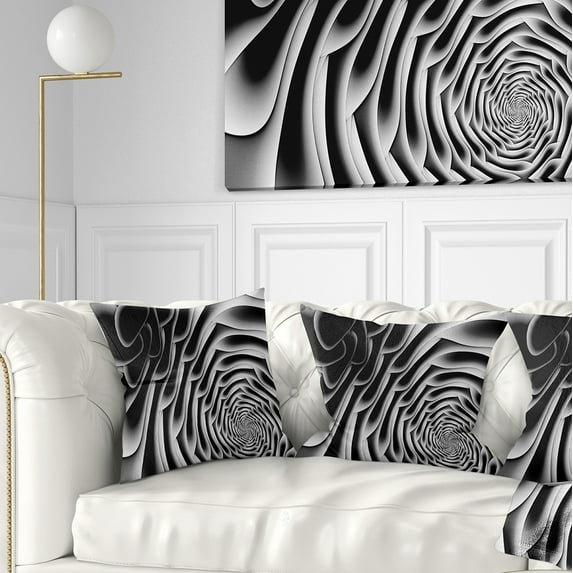 Designart White Flower Shaped Fractal Art - Abstract Throw Pillow - 18x18