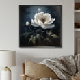 thumbnail image 1 of Designart "White Flower Under The Dark Silver Moon" Poppies Floater Framed Canvas Art Print, 1 of 5
