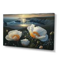 Designart White Flowers By The Coast III Canvas Wall Art