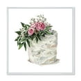 thumbnail image 1 of Designart 'White Flowers and Pink Roses On Cake' Traditional Framed Canvas Wall Art Print, 1 of 5