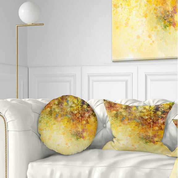 Designart White Flowers and Soft Color Leaves - Floral Throw Pillow - 12x20