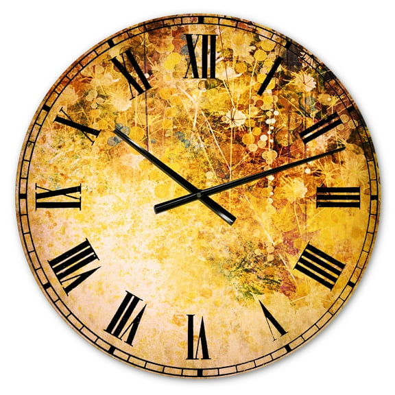 Designart 'White Flowers and Soft Color Leaves' Traditional wall clock