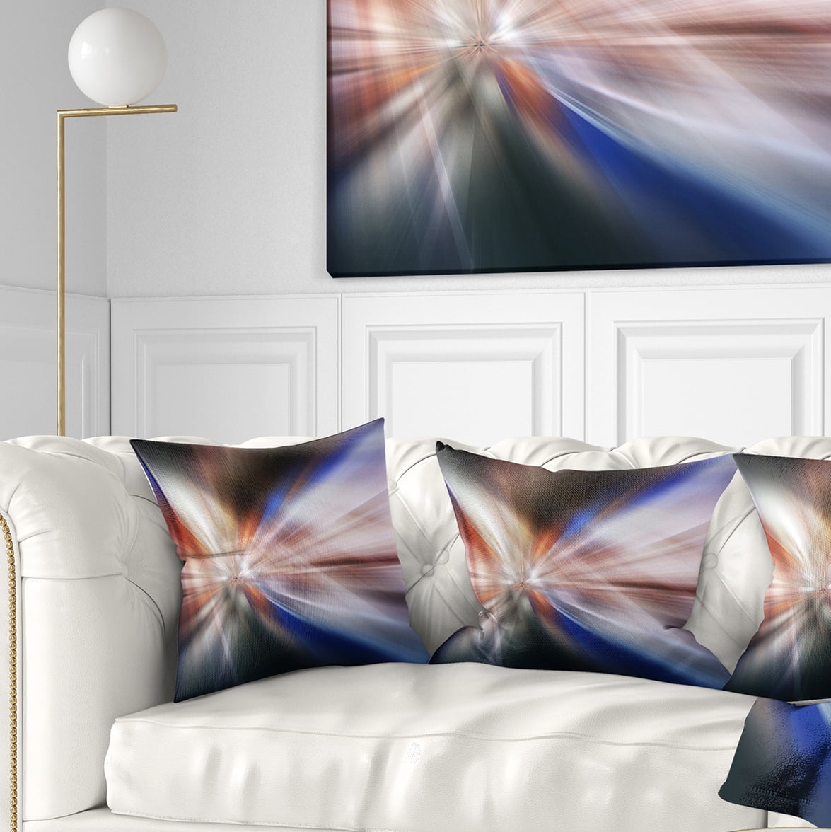 Designart White Focus Color - Abstract Throw Pillow - 16x16
