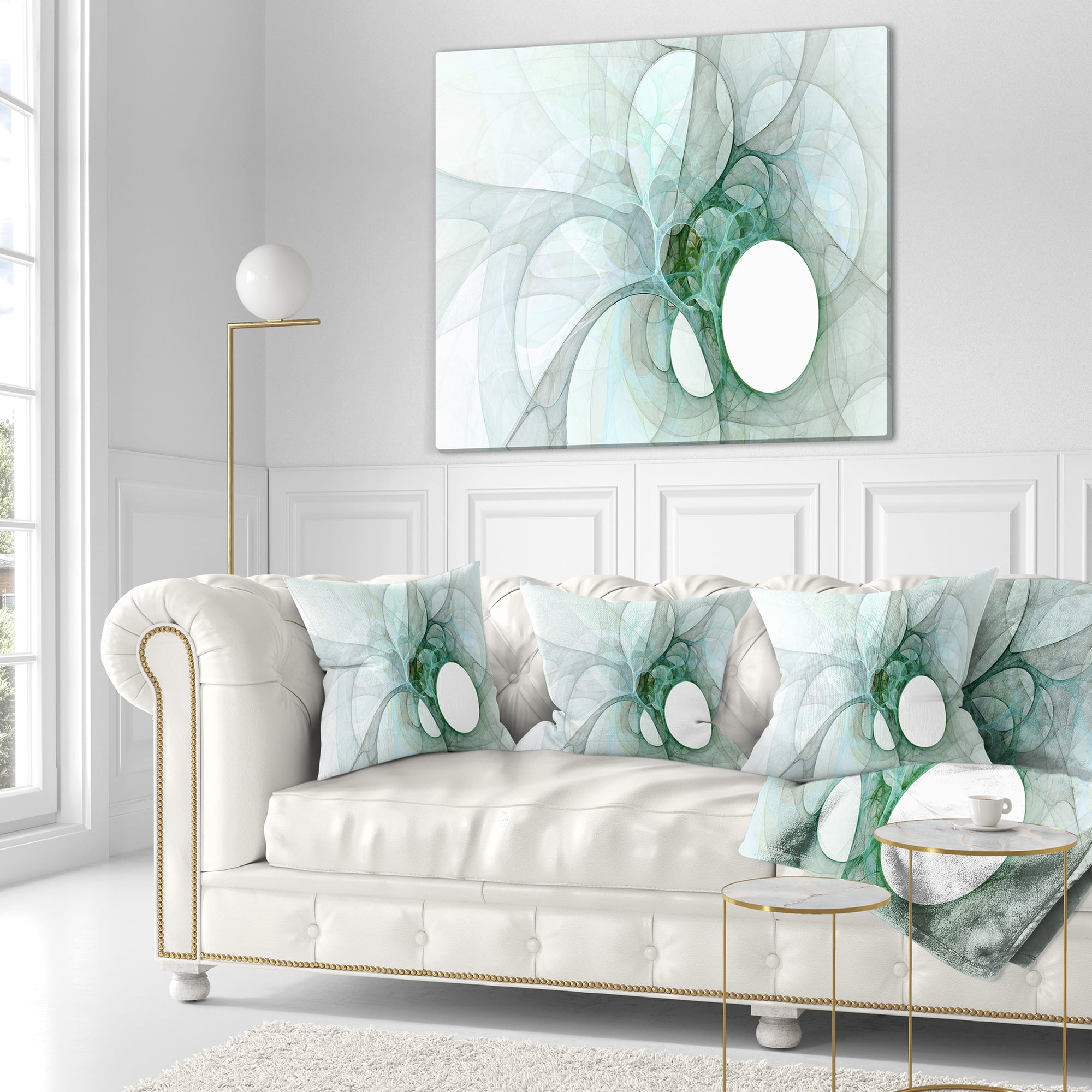 Designart White Fractal Angel Wings - Abstract Throw Pillow - 16x16