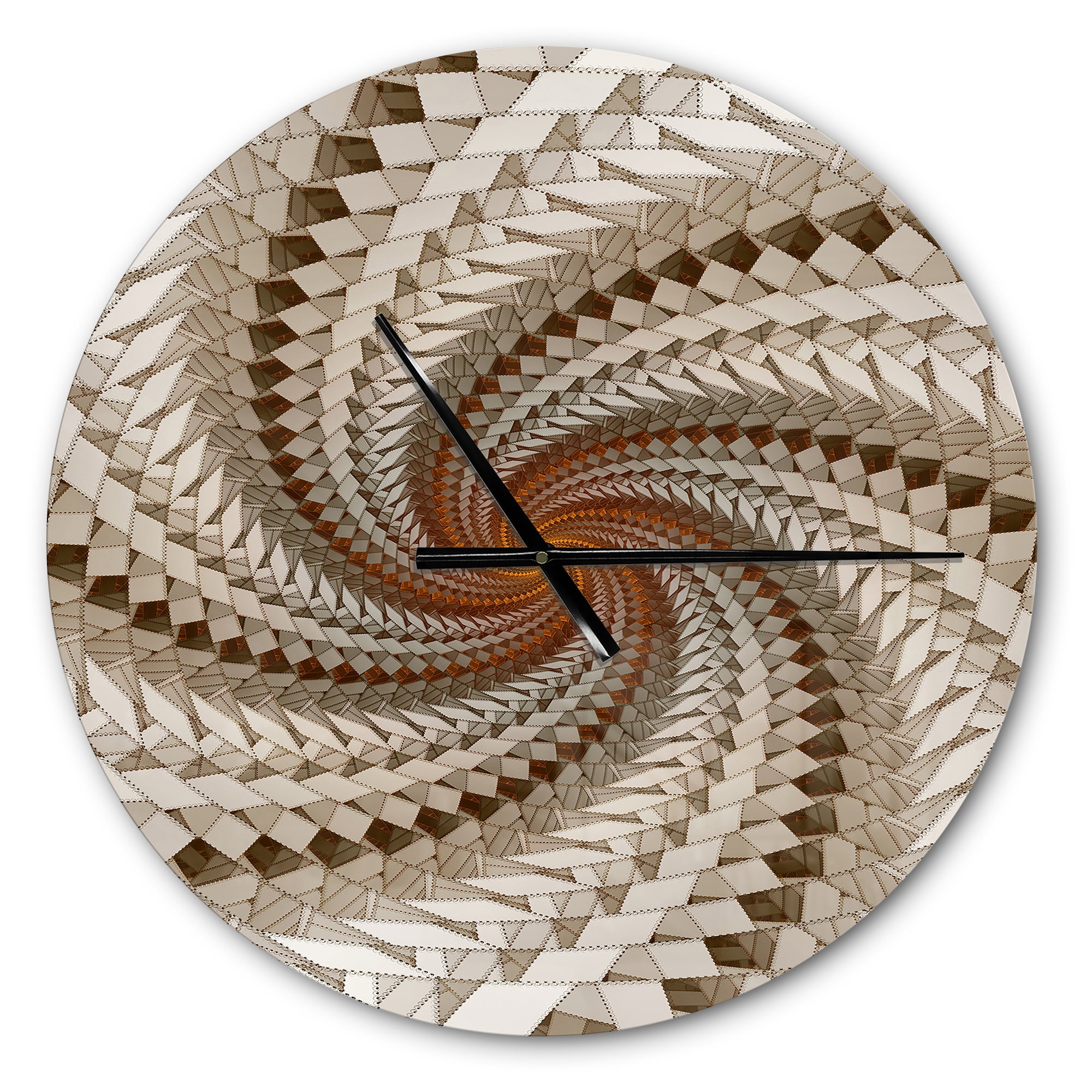 Designart 'White Fractal Spiral Pattern ' Modern wall clock