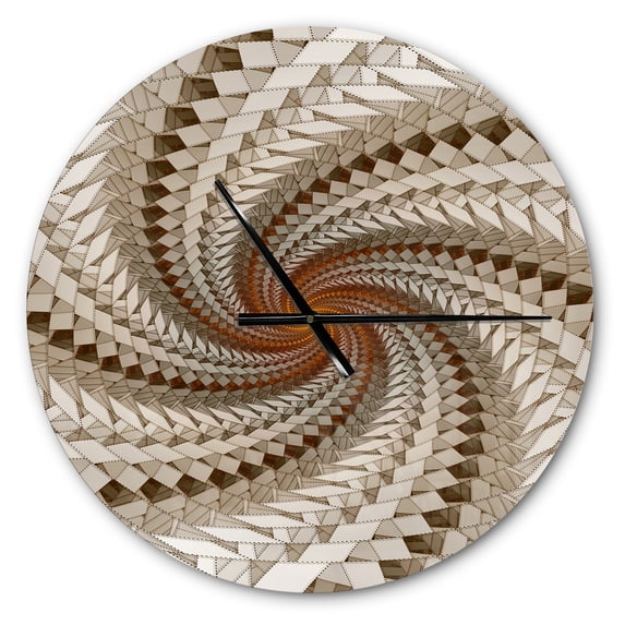 Designart 'White Fractal Spiral Pattern ' Modern wall clock
