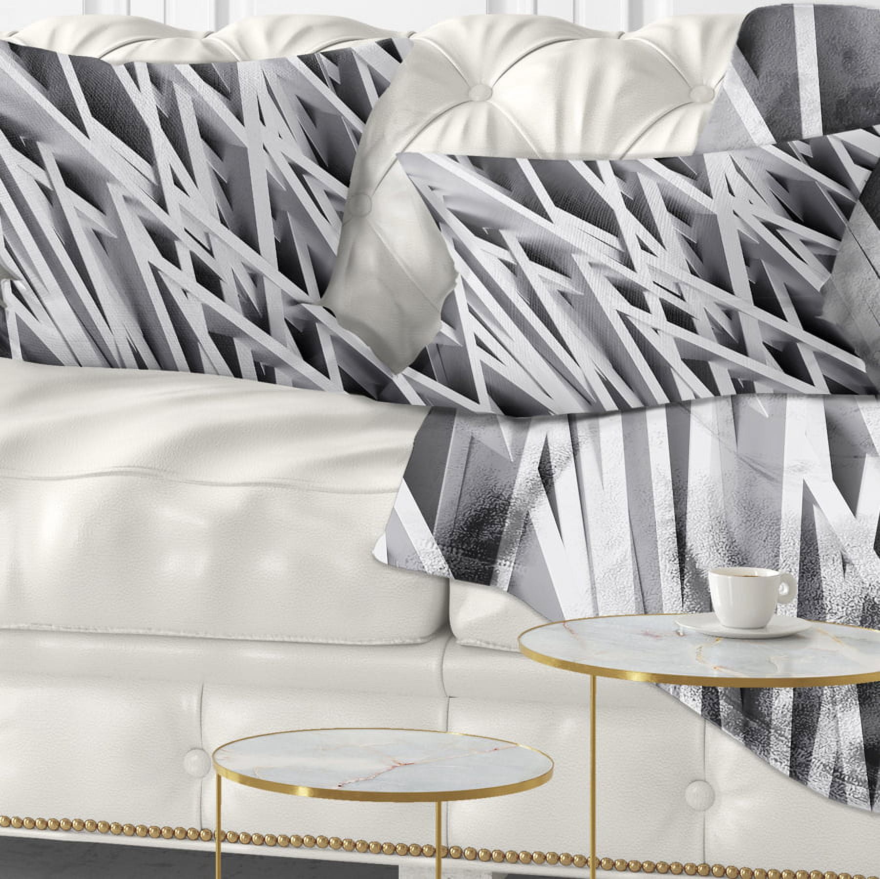 Designart White Geometric - Abstract Throw Pillow - 12x20