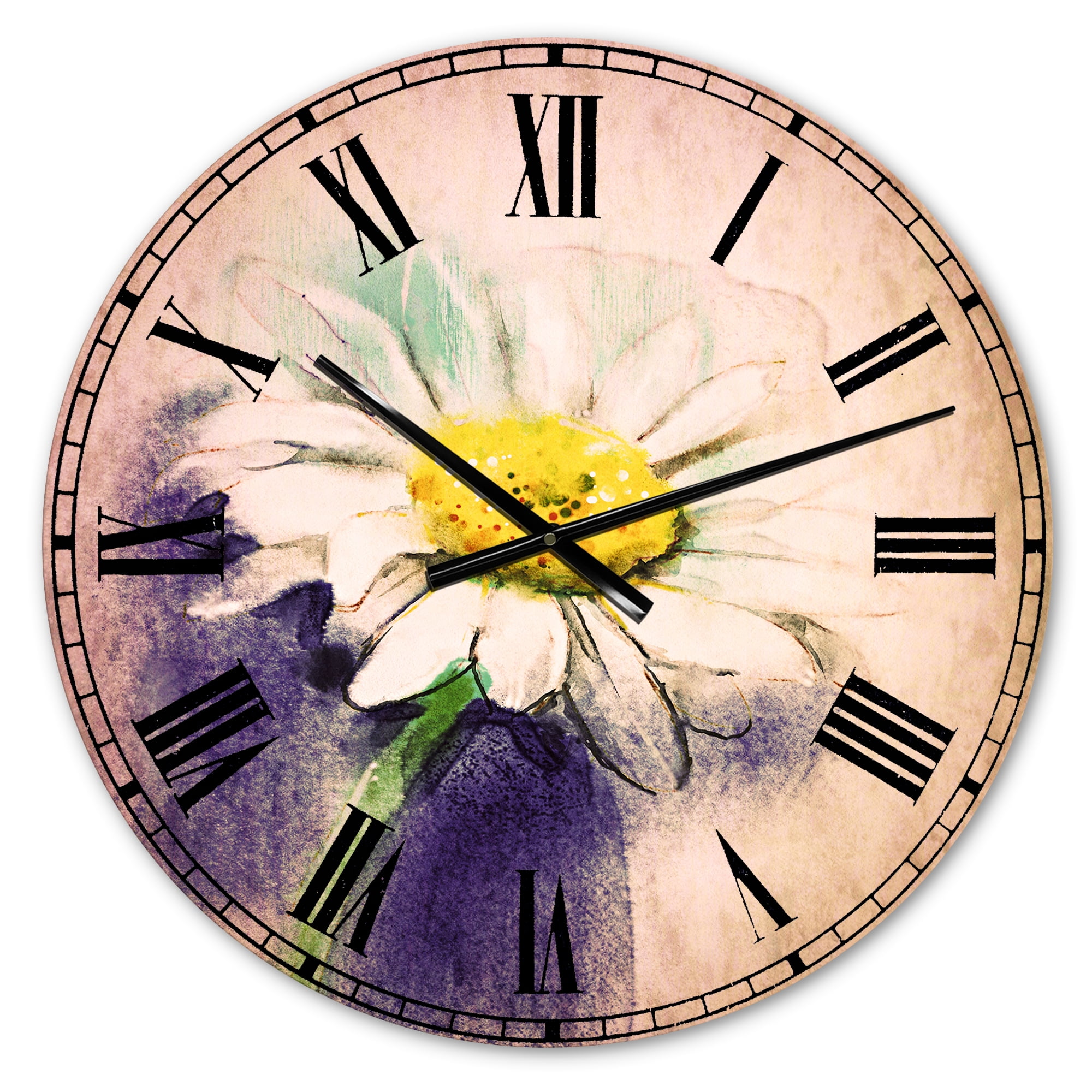 Designart 'White Gerbera Daisy in Blue' Traditional Wall Clock