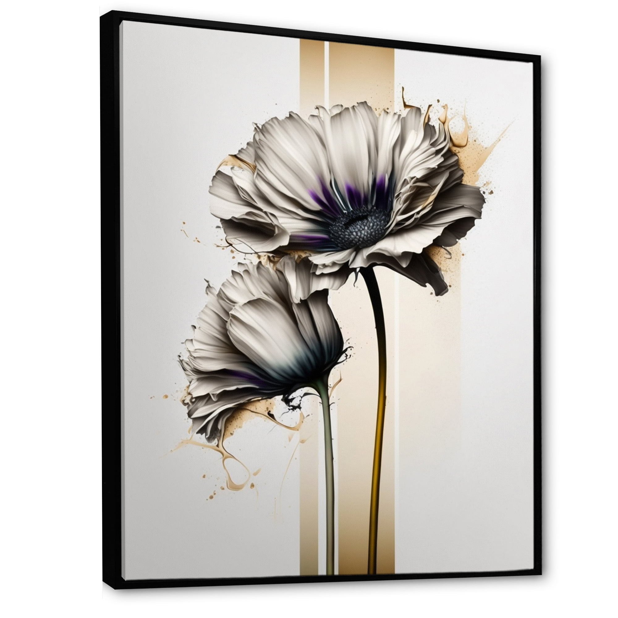 Designart 'White Gerbera Flower On Golden Beige Paint I' Canvas Wall Art