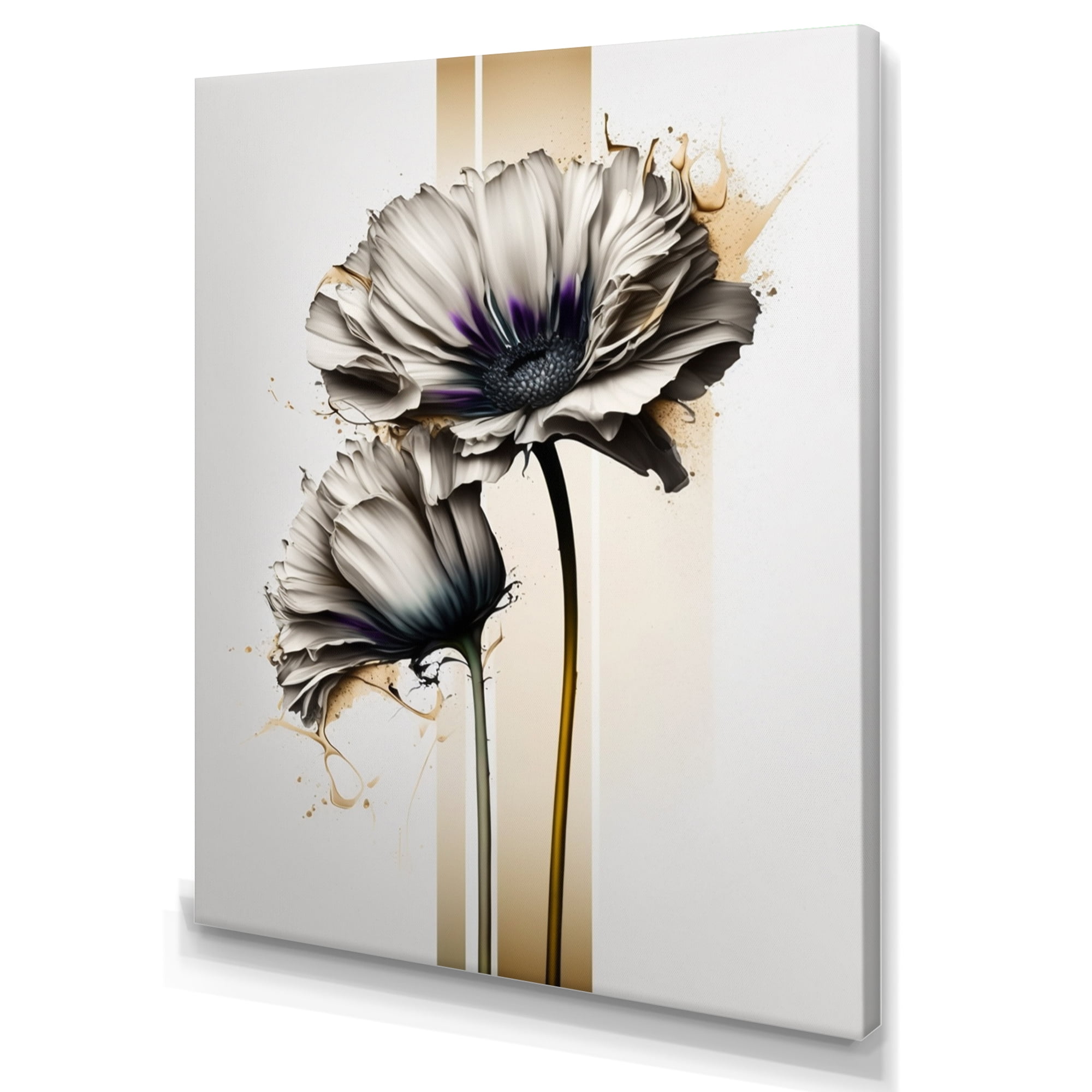 Designart White Gerbera Flower On Golden Beige Paint I Canvas Wall Art