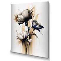 Designart White Gerbera Flower On Golden Beige Paint II Canvas Wall Art
