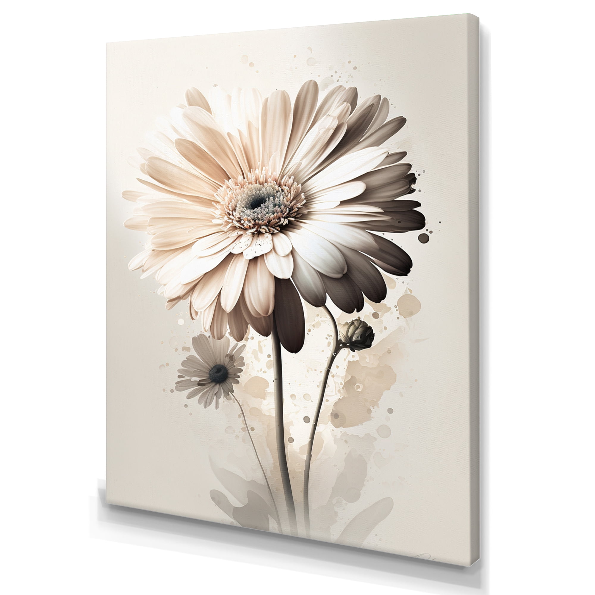 Designart White Gerbera Flowers IV Canvas Wall Art