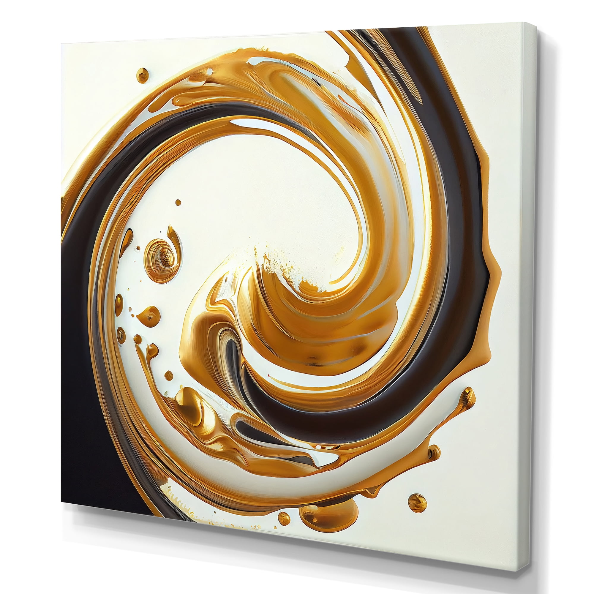 Designart White, Gold And Red Spiral I Canvas Wall Art