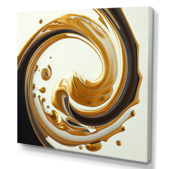 Designart White, Gold And Red Spiral I Canvas Wall Art