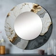 thumbnail image 1 of Designart "White And Gold Pottery In Minimalist Style" Abstract Spirals Rund Mirror For Wall Decor - Large White Round Print Mirror - Round Modern Mirror - Wall Mounted Round Large Mirror - 23" x 23", 1 of 6