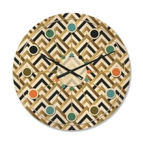 Designart 'White Gold and Black triangle' Mid-Century Modern Wood Wall Clock