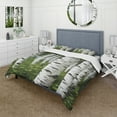 thumbnail image 1 of Designart "White Green Birch Tree III" Landscape & Nature Bedding Covert Set - Tree Birch Green Floral Bed Set With 2 Shams, 1 of 6