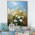 thumbnail image 1 of Designart "White Green Lilies landscape Pointillism Dot I" Floral Floater Framed Canvas Print, 1 of 7