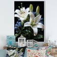 thumbnail image 1 of Designart "White Green Lily Exquisite Lily Painting II" Floral Floater Framed Wall Art Print, 1 of 7
