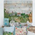 thumbnail image 1 of Designart 'White House With Red Roof In The Lush Green Countryside' Traditional Print on Natural Pine Wood, 1 of 5