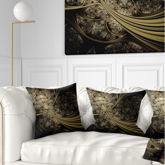 Designart White Metallic Fabric Pattern - Abstract Throw Pillow - 16x16