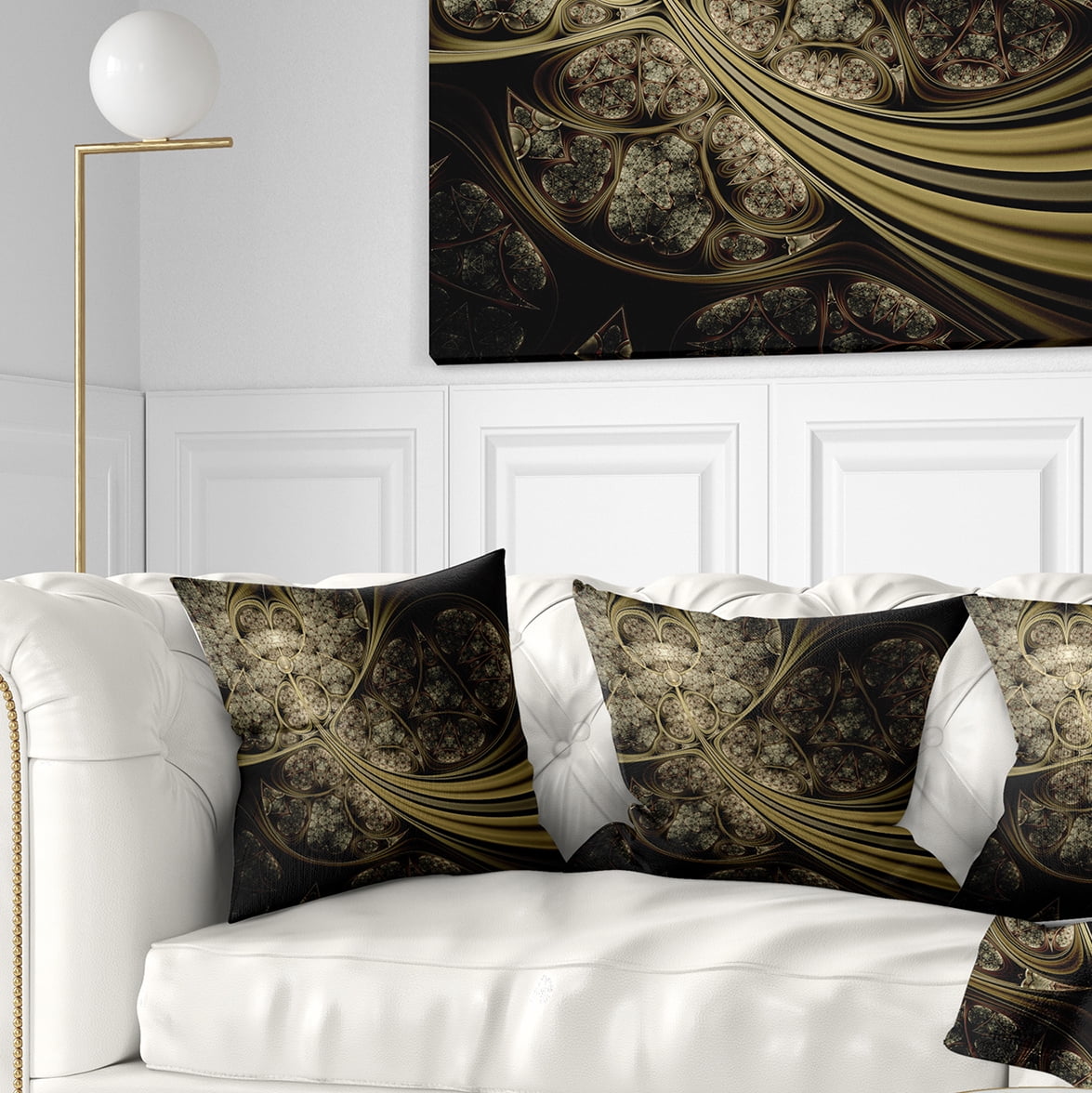 Designart White Metallic Fabric Pattern - Abstract Throw Pillow - 18x18