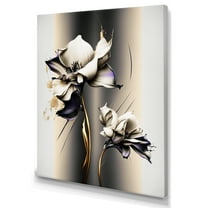 Designart White Orchid Flower On Golden Beige Paint III Canvas Wall Art