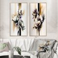 thumbnail image 1 of Designart "White Orchid on Golden Beige Canvas I" Orchid Framed Wall Art Set Of 2 - White Floral Frame Gallery Set For Office Decor, 1 of 7