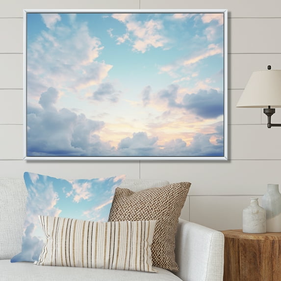 Designart "White Sky Pure gracefulness I" Landscapes Floater Framed Canvas Print