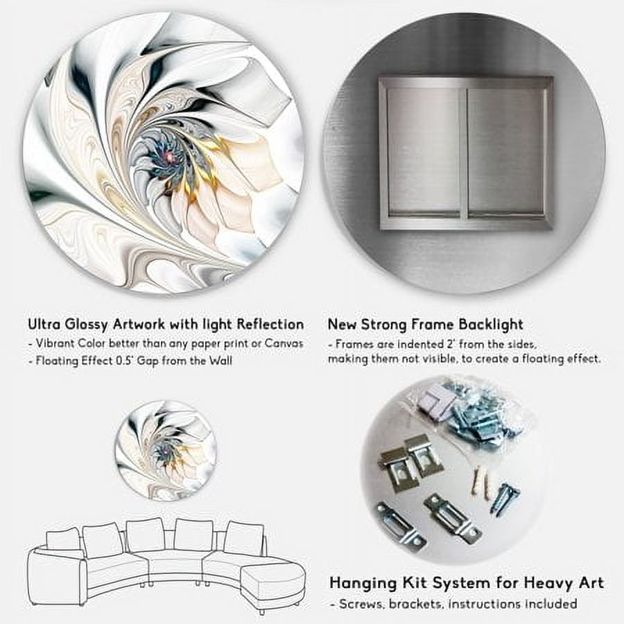23" White and Silver Abstract Metal Wall Art
