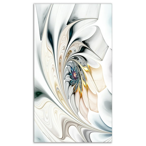 Designart 'White Stained Glass Floral Art ' Large Floral Wall Art Canvas