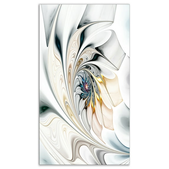 Designart 'White Stained Glass Floral Art ' Large Floral Wall Art Canvas