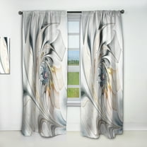 Designart 'White Stained Glass Fractal Floral Art' Modern Curtain Panel
