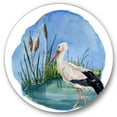 thumbnail image 1 of Designart 'White Stork On The Swamp Blue' Traditional Circle Metal Wall Art 29x29 - Disc of 29, 1 of 5