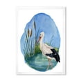 thumbnail image 1 of Designart 'White Stork On The Swamp Blue' Traditional Framed Art Print, 1 of 4
