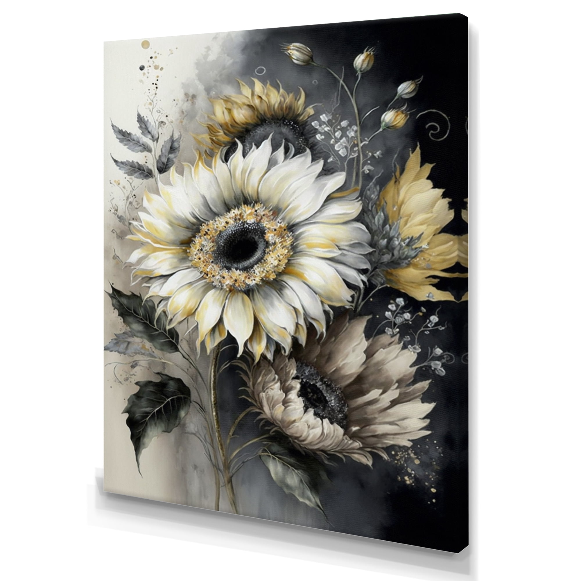 Designart White Sunflower Canvas Wall Art