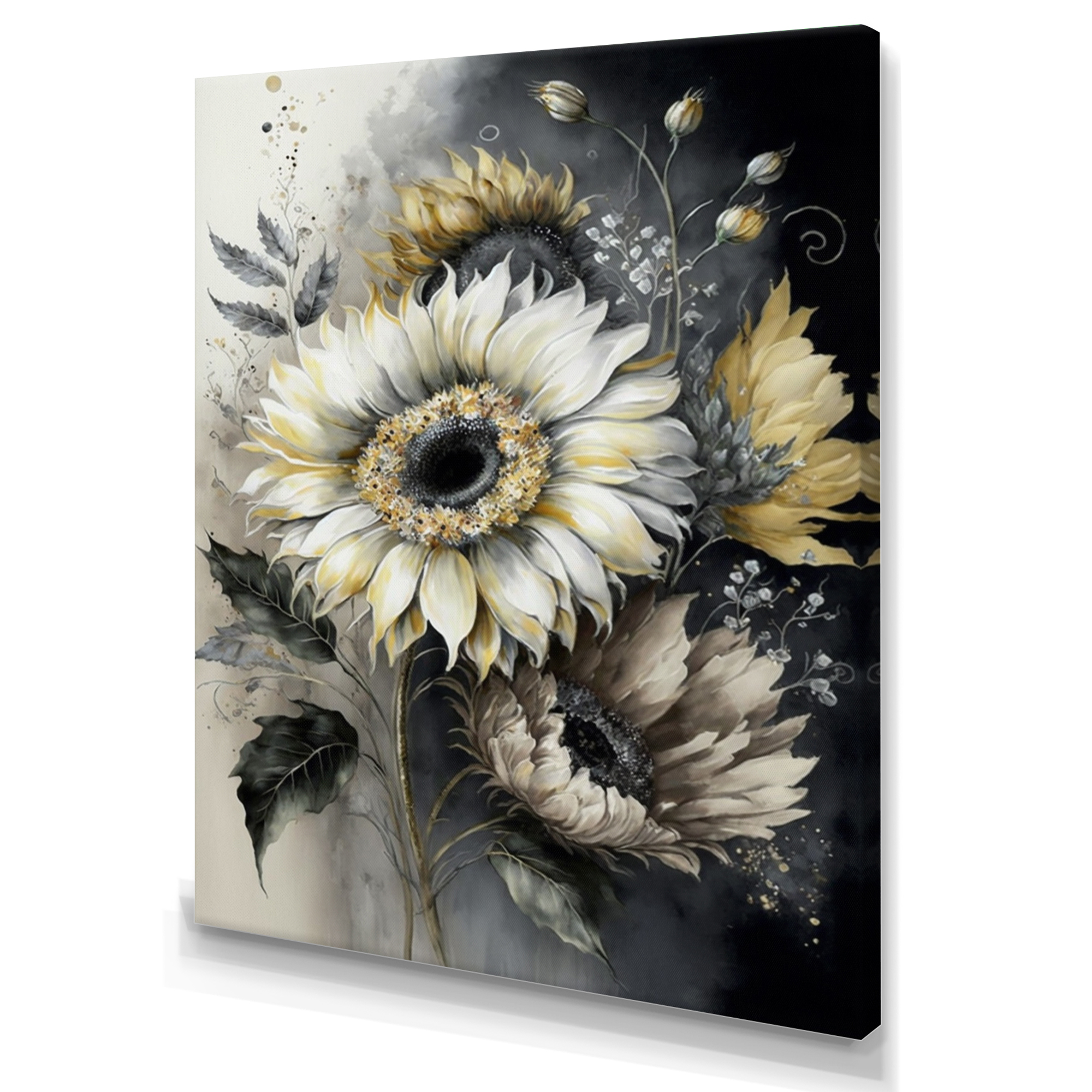 Designart White Sunflower Canvas Wall Art Walmart Designart White Sunflower Canvas Wall Art Walmart